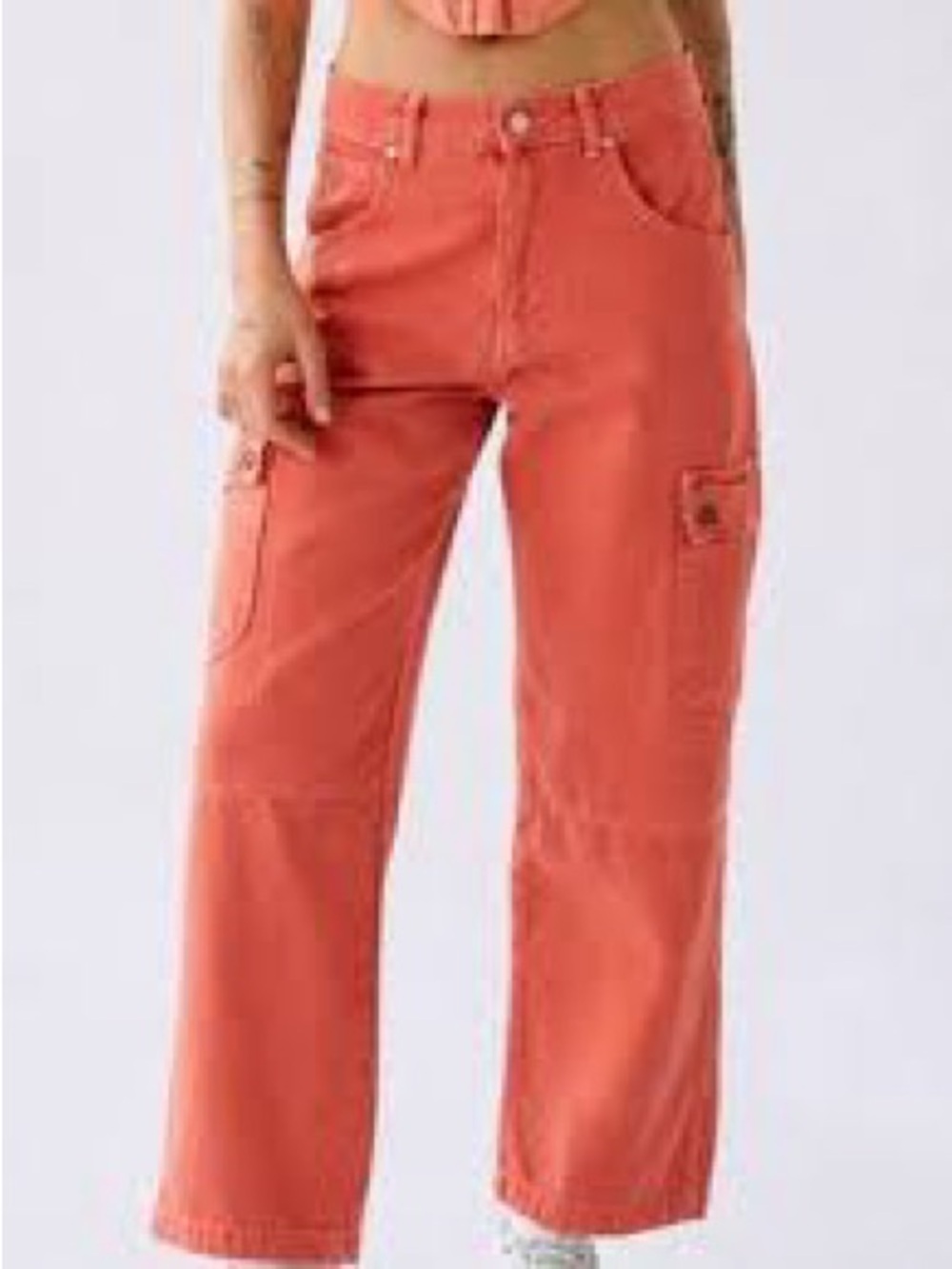 BDG Orange Cargo Pants with Side Utility Pockets